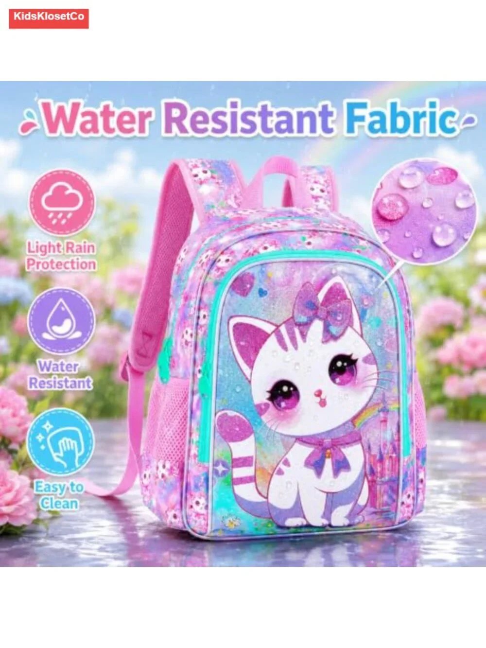 Cat Backpack Set with Lunch Box - Kids School & Travel Bag